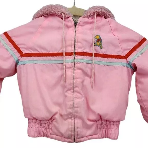 Vintage Disney Sears Winnie The Pooh Pink Hooded Insulated Pink Jacket Girls 3T 2