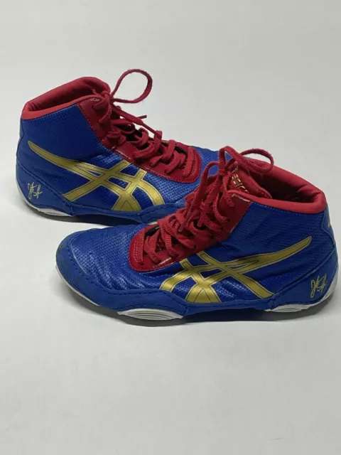 Youth Wrestling Shoes Size 3.5 Asics Blue Red Yellow Minor Wear Shown In Pics