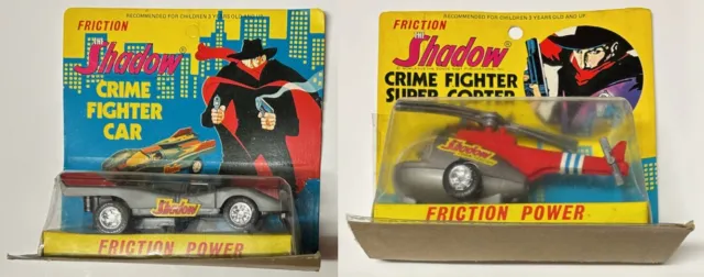 1977 The Shadow Knows Crime Fighter Car & Super Copter Toy Set ~ OTR / Pulp Hero