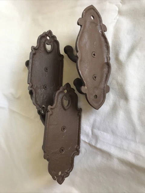 3 Cast Iron Double Coat Hooks Vintage Style Hat Rack Hall Tree Hanger 3