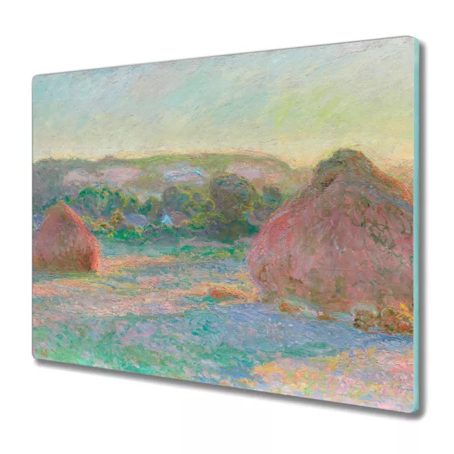 Planche De Cuisine En Verre Peinture Les meules de foin Claude Monet 60x52 cm 2