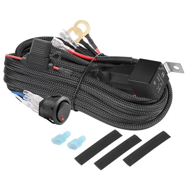 WIRING HARNESS KIT 40A 12V Switch Power On/Off Relay Fuse For LED Fog