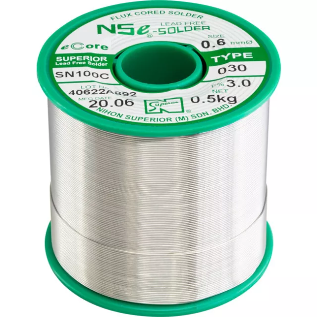 NIHON SUPERIOR LF0.6SN100C.5K 0.6Mm Lead Free Solder 500G  Sn100c 0.6MM LEAD