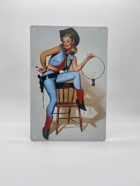 Desperate Enterprises Cowgirl Blues Blechschild – Vintage Wanddekoration, Made In USA