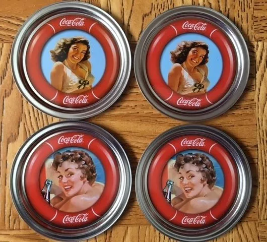 Lot de 4 Sous-bocks COCA-COLA (En métal argenté - NEUF)