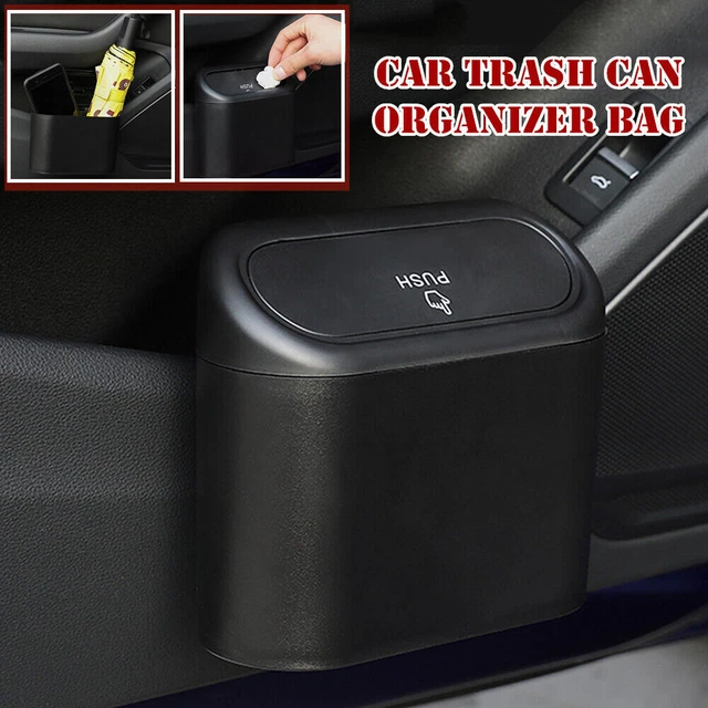 Car Trash Can Garbage Bin Bag Organizer Universal for Vehicles Waterproof Black