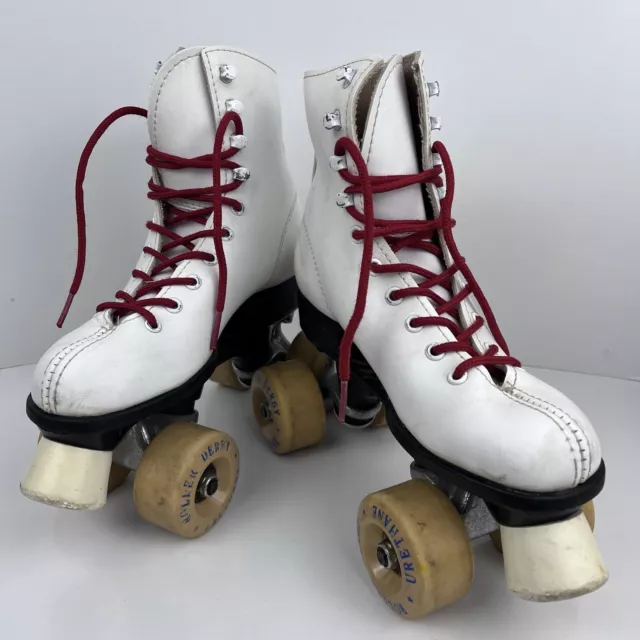 Vintage Pacer Quadcruiser Rollerskates Wht Stock No 965 Roller Derby Wheels Sz2