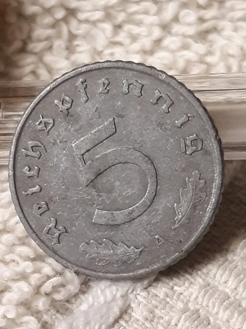 Vintage 1941 A , WW2 German 5 Reichspfennig , WWII Era Heavily Circulated Coin