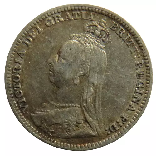1891 Queen Victoria Jubilee Head Silver Threepence Coin - Great Britain