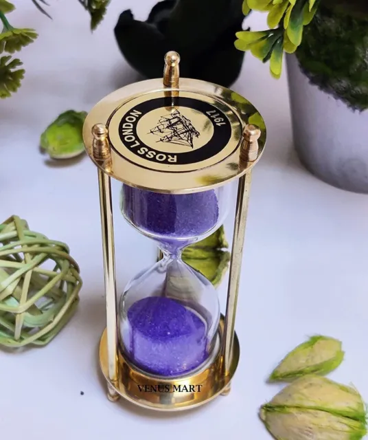 Brass Sand Timer Hourglass 1 Minutes Purple Sand Ross Landon Nautical Gifted