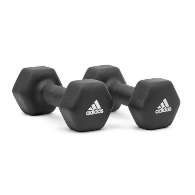 Adidas Hex Dumbbells Neoprene Coated Cast Iron Hand Weights Gym 1-5kg Pairs