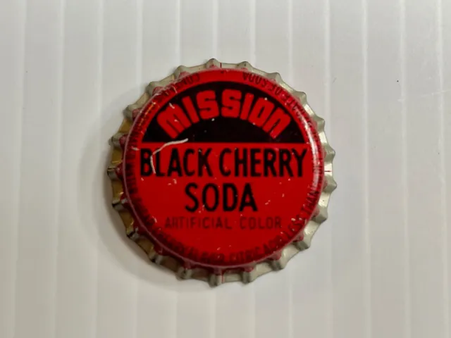Vintage Mission Black Cherry Soda Bottle Cap - *Cork Back* (Red / Black)