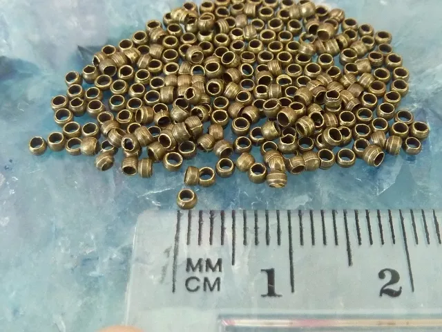 250 pce Antique Bronze Barrel Crimp Beads 2mm 2