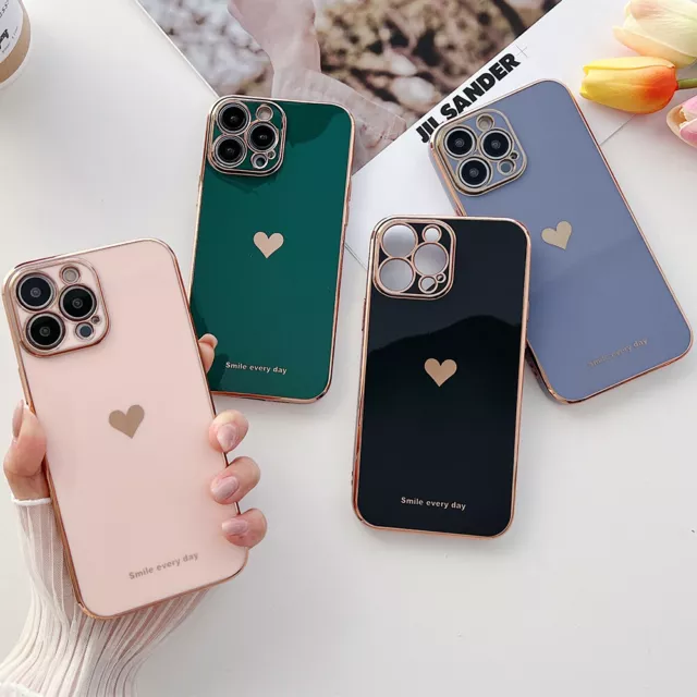 Girl's Cute Heart Shockproof Cover Case For iPhone 14 Pro Max Plus 13 12 11 XR 8