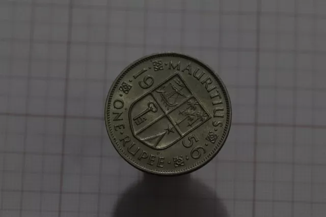 🧭 🇲🇺 Mauritius 1 Rupee 1956 High Grade B63 #6448