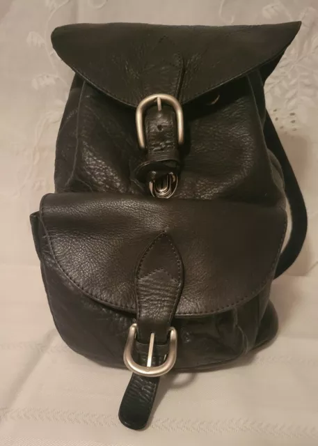 Womens Genuine Leather Backpack Purse Satchel Shoulder Bag Handbag-Black