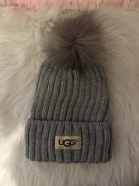 NWT Cute Ugg Australia Knit Winter Hat beanie New - Grey - Christmas Gift