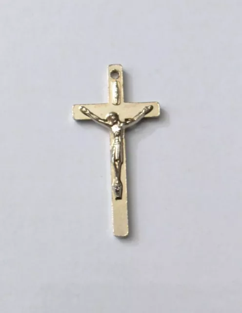 Crucifix, 30mm Metal Cross & Corpus, Silver Tone Pendant, A Quality Item Made in