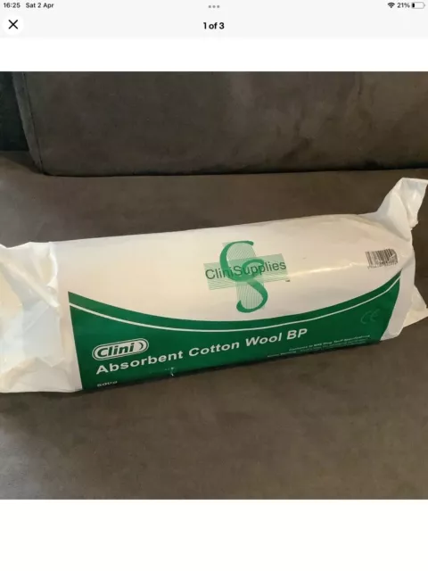Clini Cotton Wool Roll Absorbent Cotton BP medical first aid 500g 15x