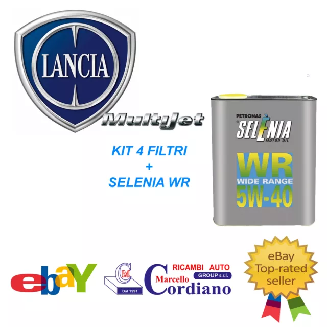 Kit 4 Filtri Tagliando Lancia Y Musa 1.3 Mjt + Olio Selenia Wr 5W40