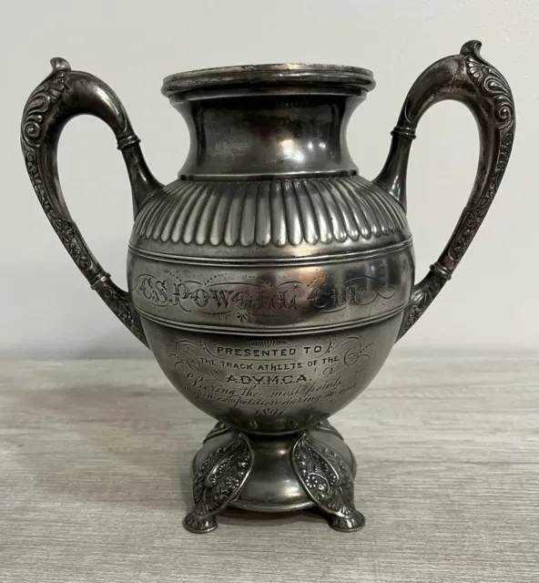 Antique 1891 Simpson Hall Miller Silver Track Athlete C S Powell Cup  2A