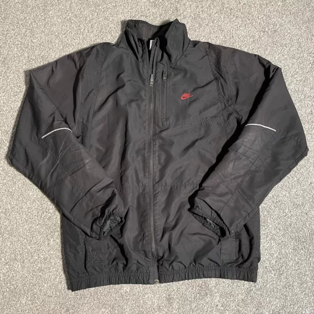 Nike Mens Size M Medium Black Track Jacket Full Zip Vintage Sports