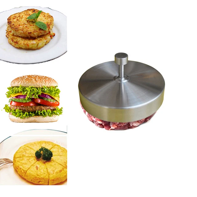 Acciaio inox rotondo Formround shape hamburger presse 9,5 cm carne manzo griglia B