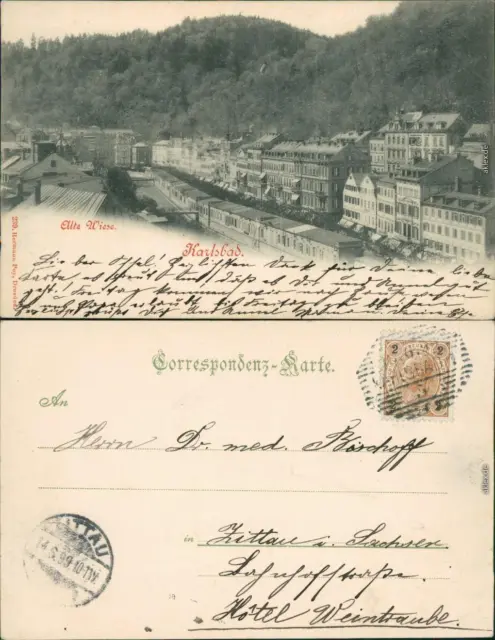 Ansichtskarte Karlsbad Karlovy Vary Straßenpartie - Alte Wiese 1899