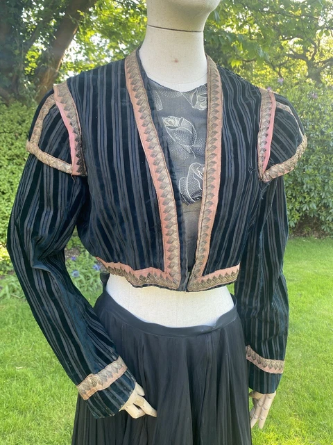 Antico Costume Teatro Giacca Velluto Nero SM