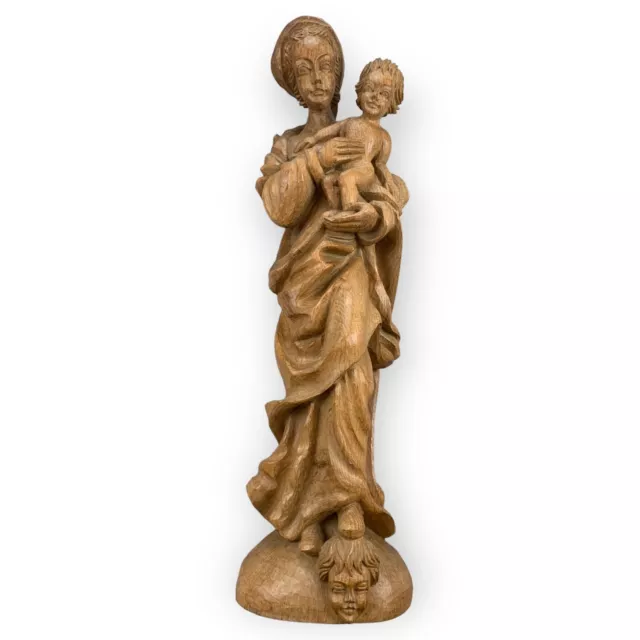 Große monumentale christliche Holzfigur Maria + Jesus Skulptur Kirche Holz 70cm