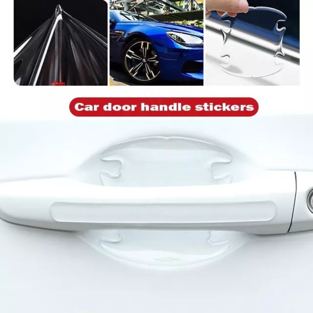 8pcs Invisible Car Door Handle Scratches Sticker Protector Film Decal Universal 3