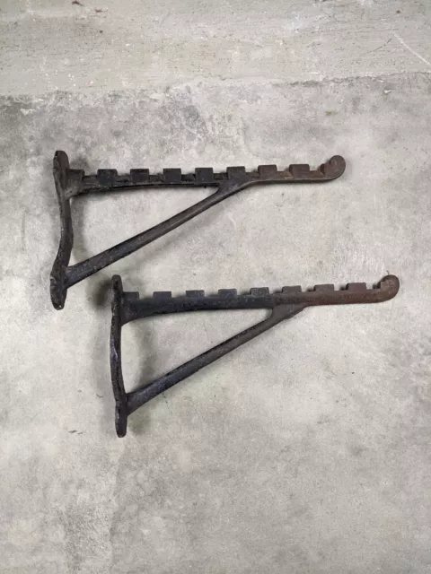 Pair Antique Cast Iron Hardware Store Hooks Rack Tack Hanger