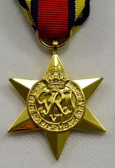 24ct Gold World War 2 Replica Service/Campaign Medal BURMA STAR Commonwealth WW2