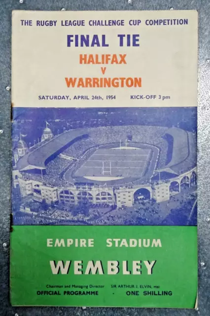 1954  RUGBY LEAGUE CUP FINAL  HALIFAX v WARRINGTON     Programme