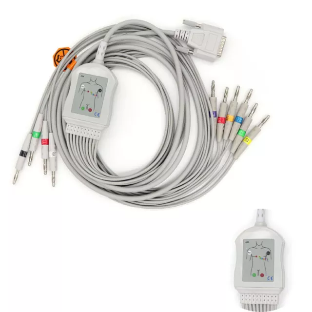 【sale】15pin fit for Edan Medical 12-lead ECG/EKG Cable Banana 4.0 Plug For SE-3