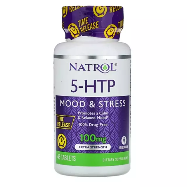 5-HTP 100mg, 45 Tabletas, precursor de la serotonina, Ansiedad, Reduce el estres