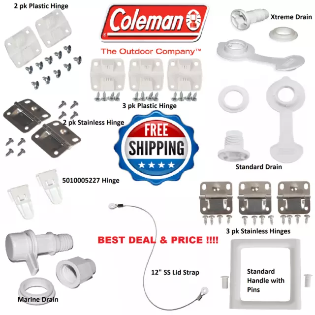 Coleman Cooler Hinges Drain Plug Lid Strap Hinge Cap Latch Stainless Steel