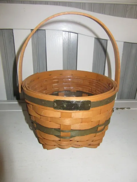 Longaberger Christmas Collection Jingle Bell Basket with Protector Green