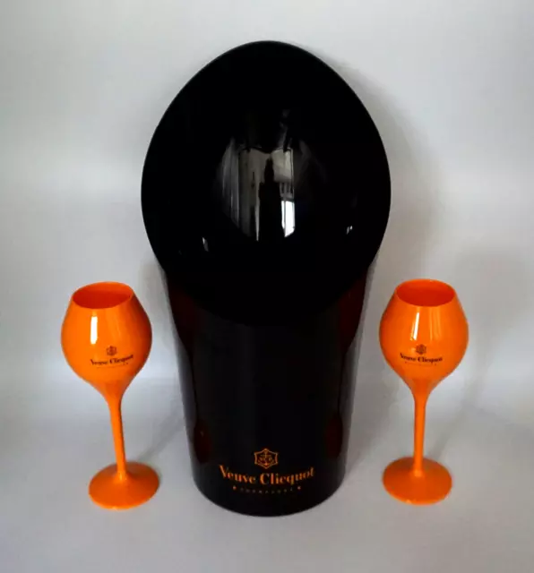 Veuve Clicquot Champagner Flaschenkühler + 2 Kunststoff Gläser Bottle Cooler
