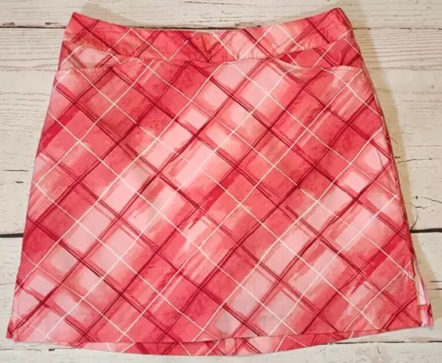 Ativa Pink/Red Athletic Golf Tennis Skort Skirt Shorts Back Zip Women's Size 10