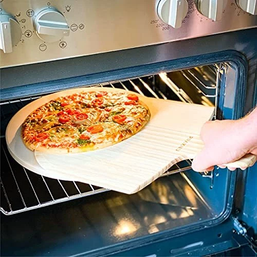 Set de Pierre Ronde et Pelle à Pizza en Bois - Pierre Réfractaire 30 cm Ø à Four 4