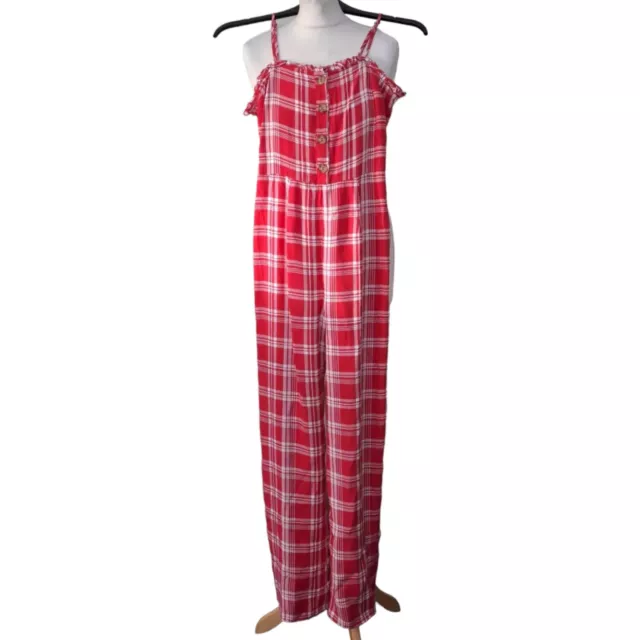 Redherring Red White Check Strap Jumpsuit Womens Size 10 (BV08)