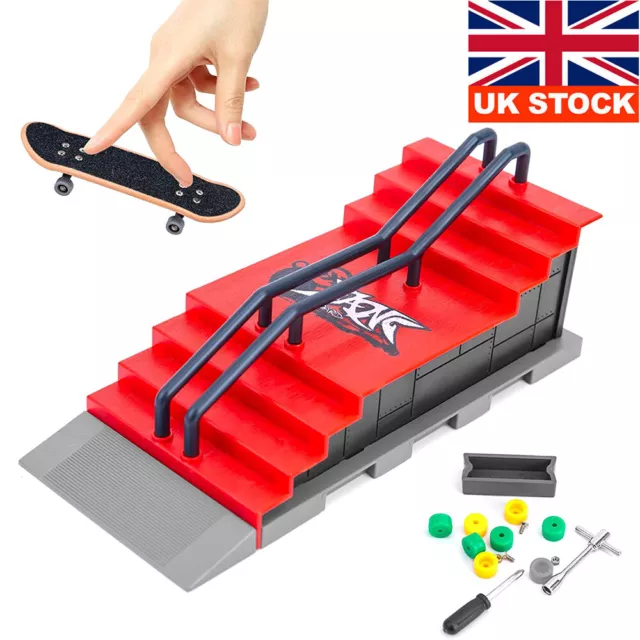 DIY Assembly Mini Finger Skateboard Deck Truck Skate Park Board With Ramp Set UK