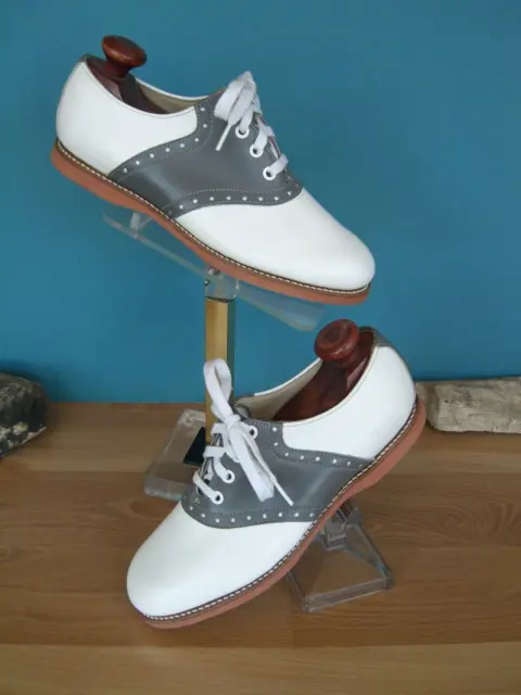 1980s Vintage  Gray/white Saddle Shoes womens 7 wide NOS