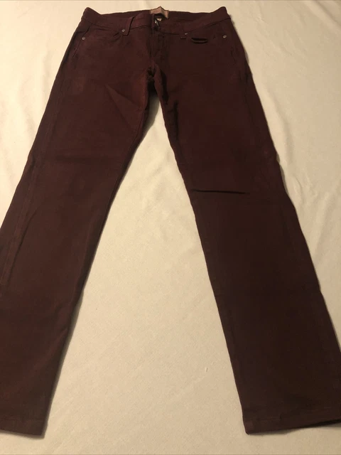 Paige Women's Denim Peg Stretch Burgundy Skinny Jeans Size 27 X 29