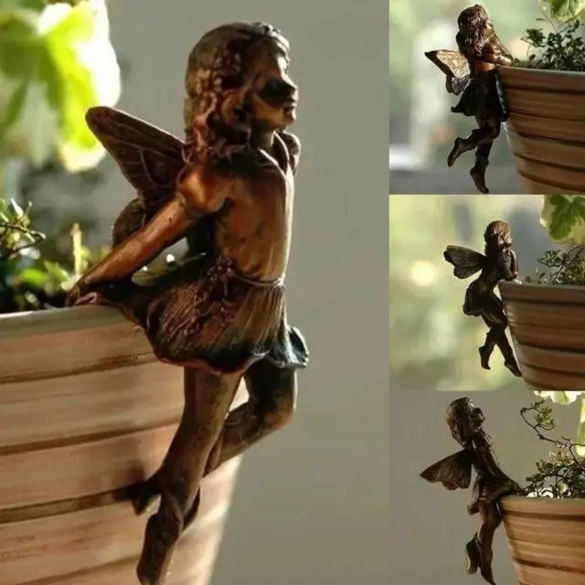 Flower Basket Edge Decor Pot Huggers Fairy Hanging Cup Garden Statues Fairy Girl