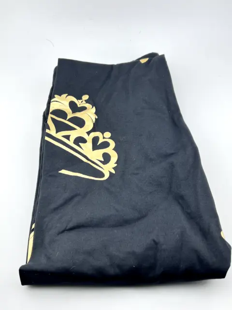 NEW LULAROE TWEEN Leggings King Queen Gold Crowns on Solid Black