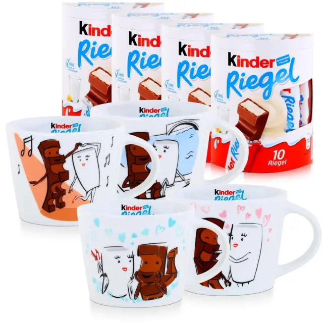 Kinder Riegel Sammel-Tasse Art Edition 4 Tassen & 4x10 Kinder Riegel je 21g