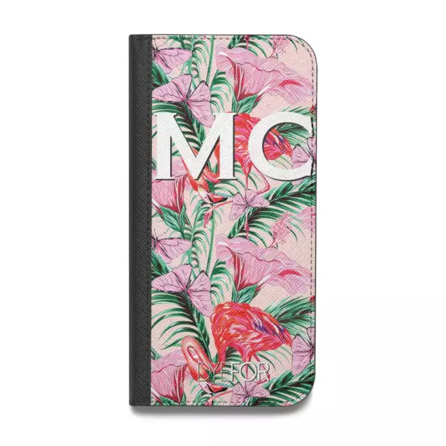 Personalised Tropical Pink Flamingo Vegan Leather Flip Samsung Case Cover for Sa