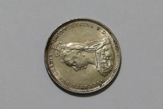 Uk Gb Shilling 1887 Jubilee Head High Grade Die 1C Bull 3137 B40 #7255